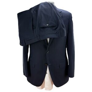 Bartorelli Napoli Blue Black Stripe Wool 2-Piece Suit 2 Button 40R Jacket 35x30